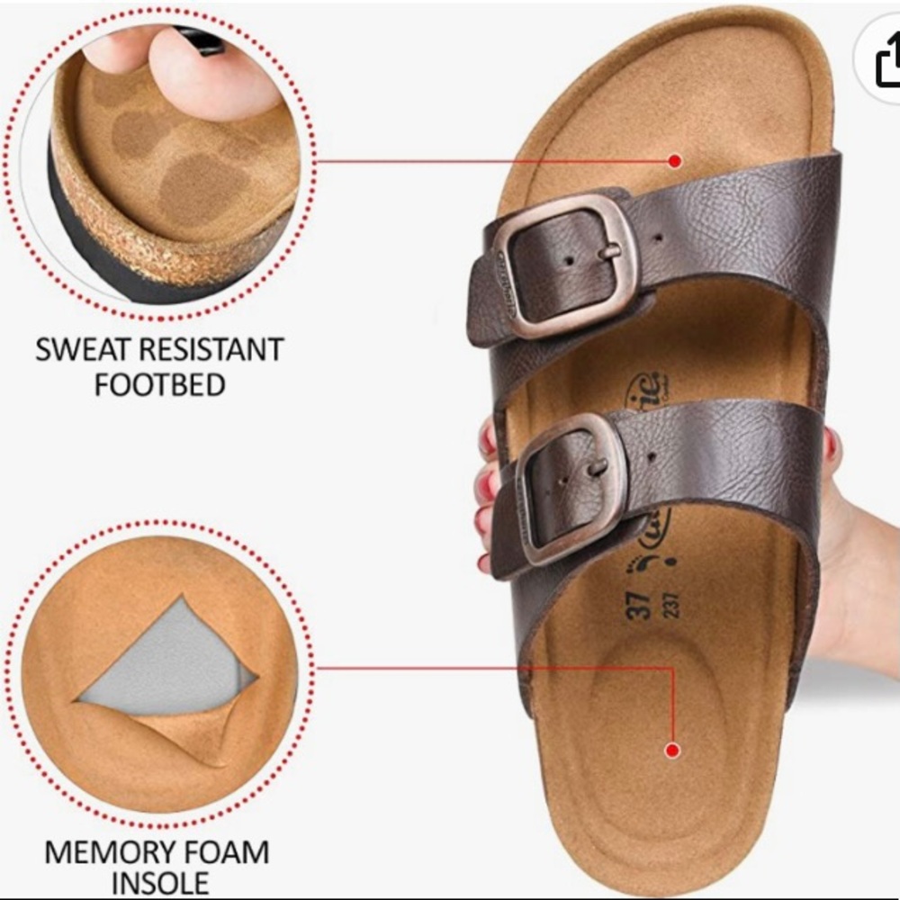 Aerothotic Women’s Arch Support Cork Footbed Slide Sandals - Picture 4 of 8